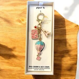 Piper K Bag Hot air Balloon Charm & Key Chain NWT